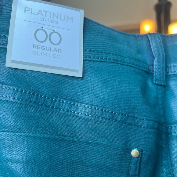 Chicos Platinum Jade Green Slim Leg Pants - Picture 5 of 13